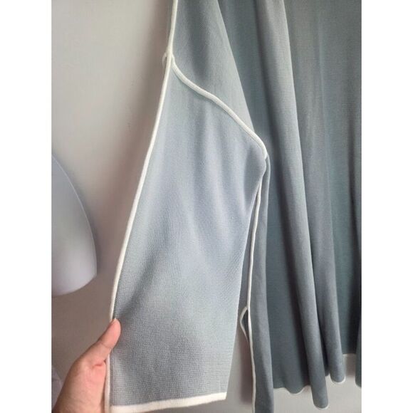 NWOT Marla Wynne Blue Grey Cotton Duster Length Open Cardigan Sweater size 3X - Picture 5 of 11